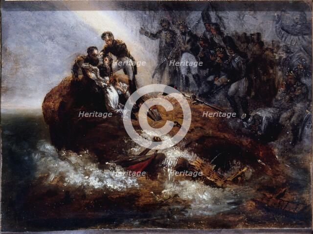 Apotheosis of Napoleon. Napoleon on the rock of Saint Helena, between 1821 and 1863. Creator: Emile Jean-Horace Vernet.