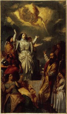 Apotheosis of Saint Genevieve, sketch for the painting in Notre-Dame-de-Lorette church, c1835. Creator: Eugene Deveria