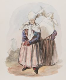 Apparel - Woman front and back. Östergötland, Finspång, Skedevi. (c1860s). Creator: Vilhelm Wallander
