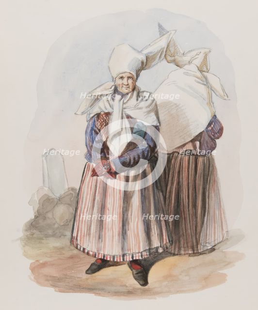 Apparel - Woman front and back. Östergötland, Finspång, Skedevi. (c1860s). Creator: Vilhelm Wallander.