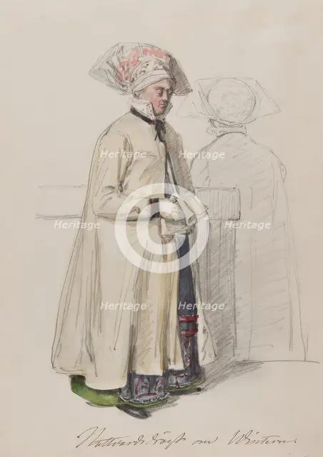Apparel - Communion dress in winter. (c1860s). Creator: Vilhelm Wallander.