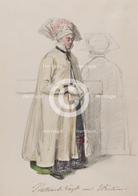 Apparel - Communion dress in winter. (c1860s). Creator: Vilhelm Wallander.