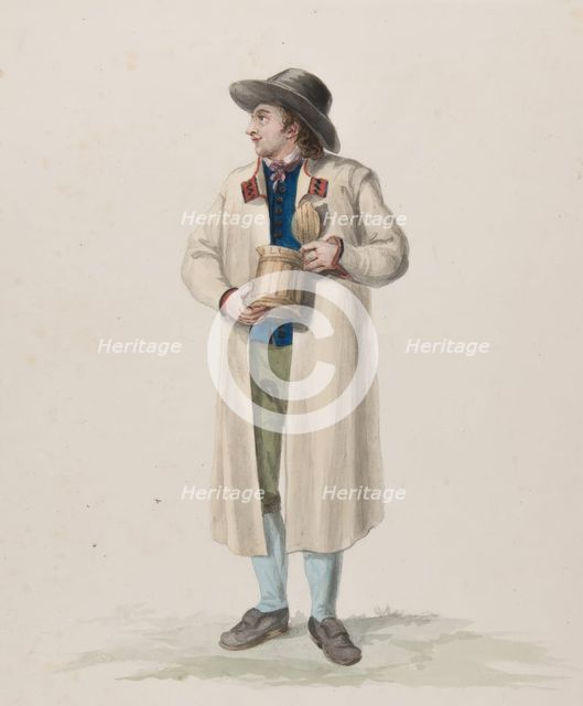 Apparel - "Habitant de la Paroisse de Wingåker". Man in costume in full figure. (c1800s) Creator: Carl Wilhelm Swedman.