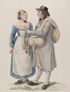 Apparel - "Habitants de la Westergothie" A knave and a woman, 1780-1840. Creator: Carl Wilhelm Swedman