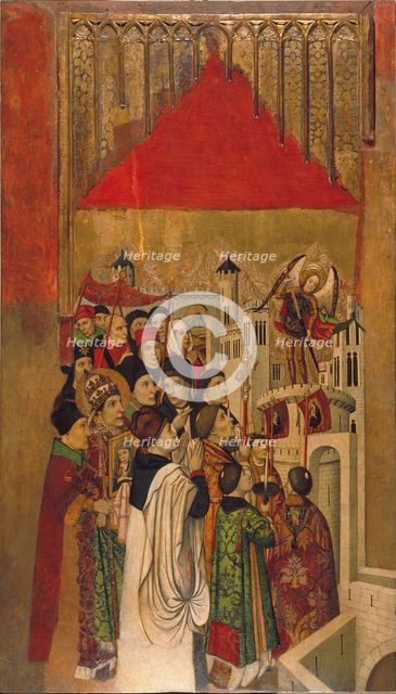 Apparition of Saint Michael at the Castle of Sant'Angelo. Artist: Huguet, Jaume (1412-1492)