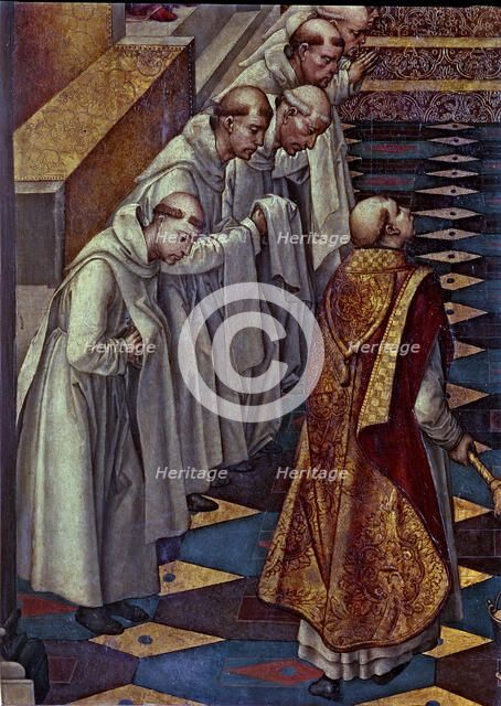 Appearance of the Virgin to a community', detail.