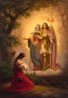 Appearance of Sts Catherine and Michael to Joan of Arc (Lef-Hand Part of 'The Life of Joan..., 1843 Creator: Richard Stilke