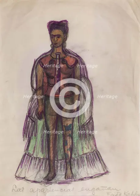Appearances Can Be Deceiving. Page from Frida Kahlo's diary, 1934. Creator: Kahlo, Frida (1907-1954).