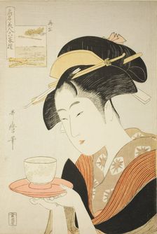 Appearing Again: Naniwaya Okita, from the series "Renowned Beauties Likened to the Six..., c1795/96. Creator: Kitagawa Utamaro