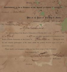 Appointment to be a Member of the Board of Public Instruction, 1869. Creator: Unknown