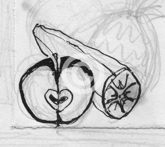 Apple and banana, c1950. Creator: Shirley Markham.