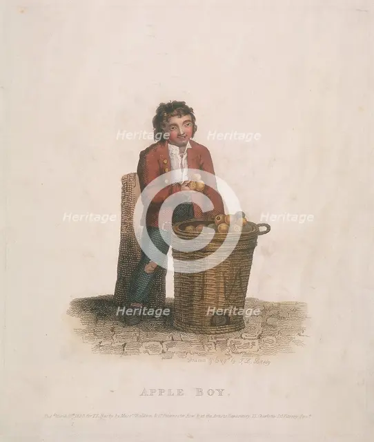 Apple seller with a large basket of fruit, 1820. Artist: Thomas Lord Busby