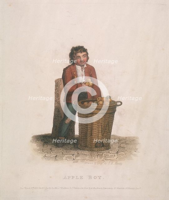 Apple seller with a large basket of fruit, 1820. Artist: Thomas Lord Busby