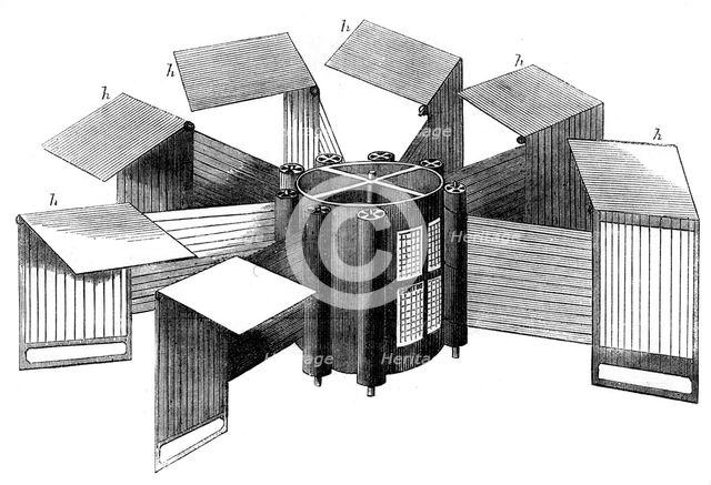 Applegath's Times vertical printing machine, 1866. Artist: Unknown