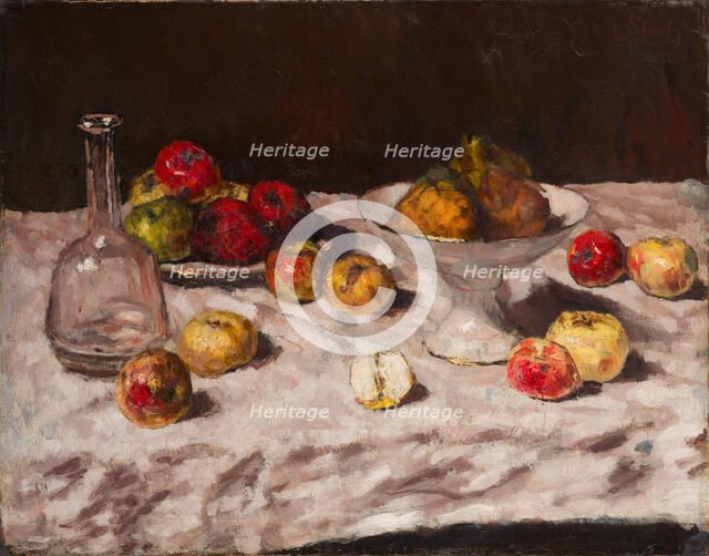 Apples on White, with Half Apple, c1886-1894. Creator: Edouard Manet.