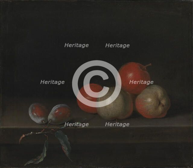 Apples and Peaches on a Table, 1726-1763. Creator: Johan Horner.