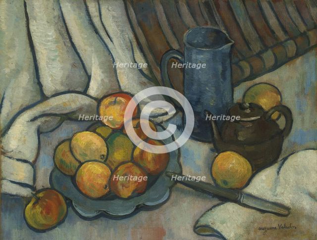 Apples, teapot and jug, ca 1919. Artist: Valadon, Suzanne (1865-1938)