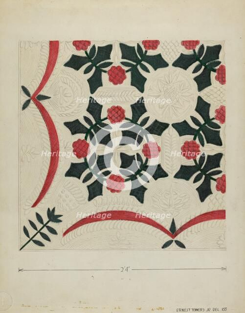 Applique Coverlet, c. 1936. Creator: Ernest A Towers Jr.