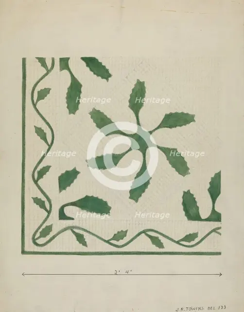 Applique Coverlet, c. 1936. Creator: John R. Towers.