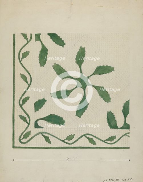 Applique Coverlet, c. 1936. Creator: John R. Towers.