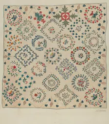 Applique Coverlet, c. 1936. Creator: Jules Lefevere