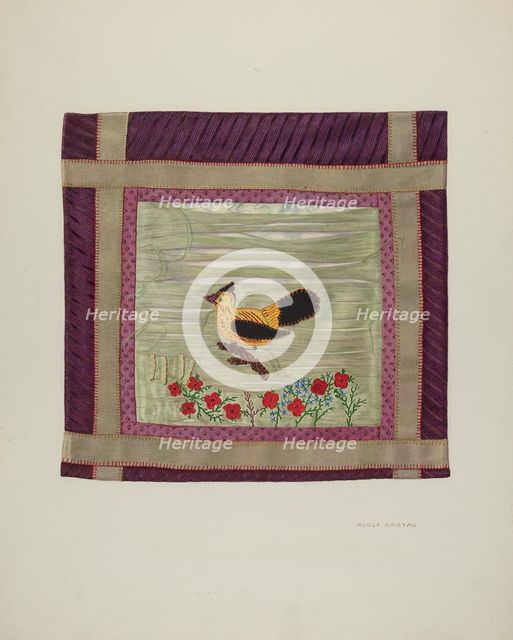 Applique Coverlet (Detail), 1941. Creator: Adolph Opstad.