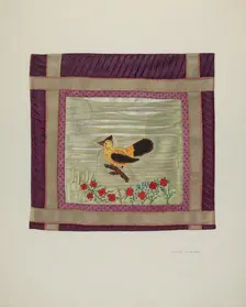 Applique Coverlet (Detail), 1941. Creator: Adolph Opstad