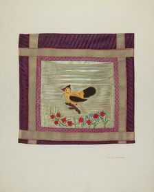 Applique Coverlet (Detail), 1941. Creator: Adolph Opstad