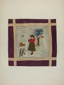 Applique Coverlet (Detail), 1941. Creator: Adolph Opstad