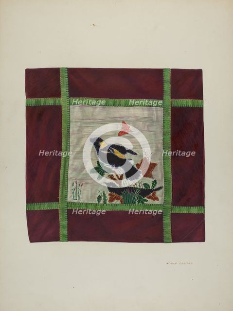 Applique Coverlet (Detail), 1941. Creator: Adolph Opstad.