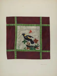Applique Coverlet (Detail), 1941. Creator: Adolph Opstad