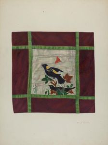 Applique Coverlet (Detail), 1941. Creator: Adolph Opstad