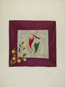 Applique Coverlet (Detail), 1941. Creator: Adolph Opstad