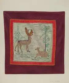 Applique Coverlet (Detail), c. 1941. Creator: Adolph Opstad