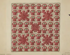 Applique Crib Coverlet, c. 1936. Creator: Marian Curtis Foster