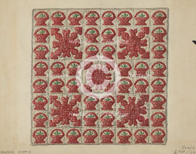 Applique Crib Coverlet, c. 1936. Creator: Marian Curtis Foster.