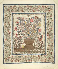 Applique and Embroidered Coverlet, 1935/1942. Creator: Margaret Concha