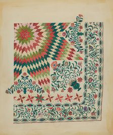 Applique and Patchwork Quilt, c. 1936. Creator: John Oster