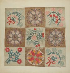 Applique and Patchwork Quilt, c. 1939. Creator: A. Zimet