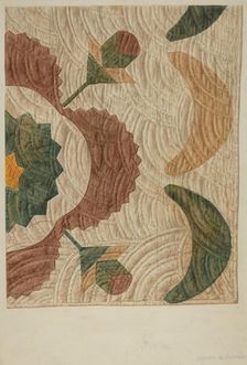 Applique and Quilted Coverlet, c. 1938. Creator: Manuel G. Runyan