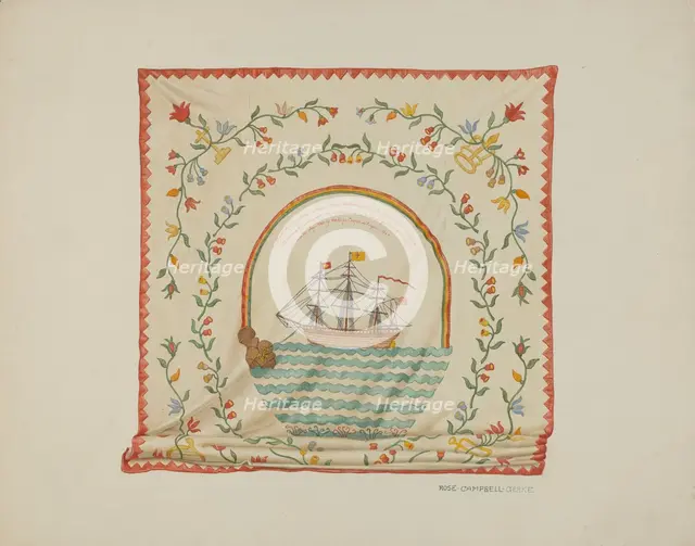 Applique Bedspread, c. 1940. Creator: Rose Campbell-Gerke.