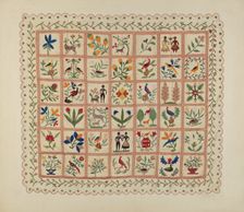Applique Bedspread, c. 1941. Creators: Arlene Perkins, Charlotte Winter