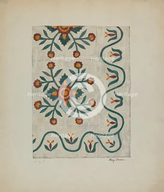 Applique Bedspread, c. 1937. Creator: Mary Berner.