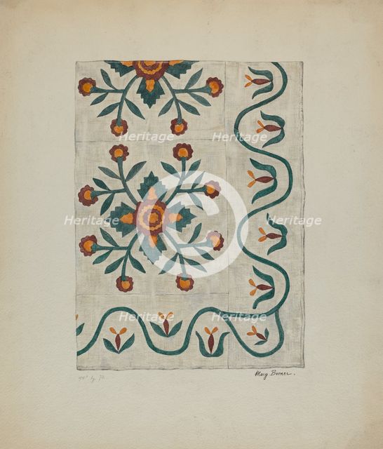 Applique Bedspread, c. 1937. Creator: Mary Berner.