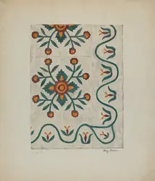 Applique Bedspread, c. 1937. Creator: Mary Berner