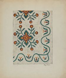 Applique Bedspread, c. 1937. Creator: Mary Berner