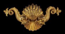 Appliqué in the Form of Paired Dolphins on a Scallop Shell, 16th century. Creator: Unknown