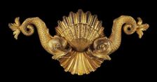 Appliqué in the Form of Paired Dolphins on a Scallop Shell, 16th century. Creator: Unknown