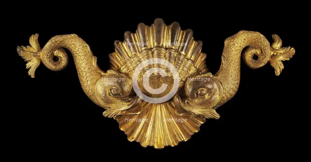 Appliqué in the Form of Paired Dolphins on a Scallop Shell, 16th century. Creator: Unknown.