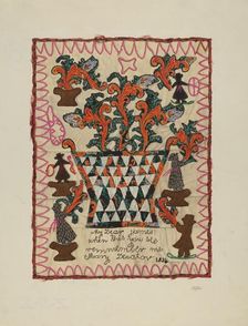 Applique Linen Panel, 1935/1942. Creator: Beverly Chichester